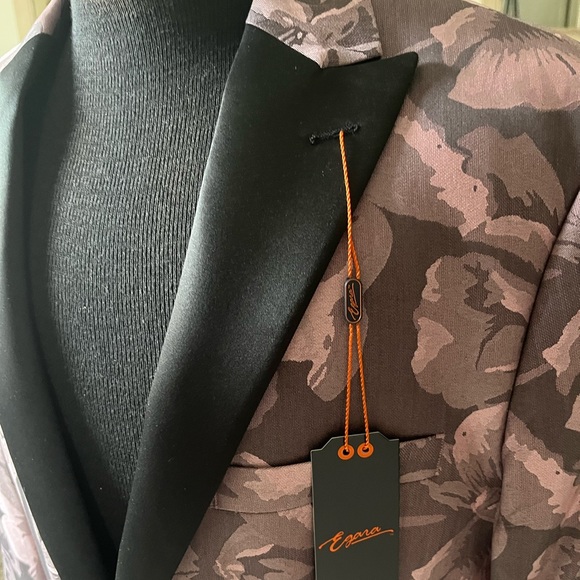 Egara Slim Fit Pink Rose Floral Dinner Jacket - Picture 10 of 13